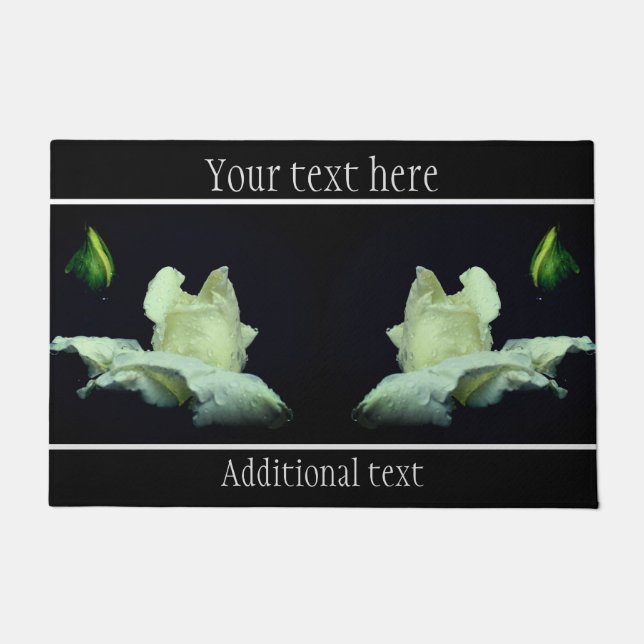 White Rosenknospe Blume Pesonalized Fußmatte (Vorderseite)