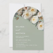 White Roses 3D Flowers Modern Arch Wedding Einladung (Vorderseite)