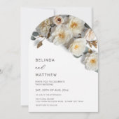 White Roses 3D Flowers Modern Arch Wedding Einladung (Vorderseite)