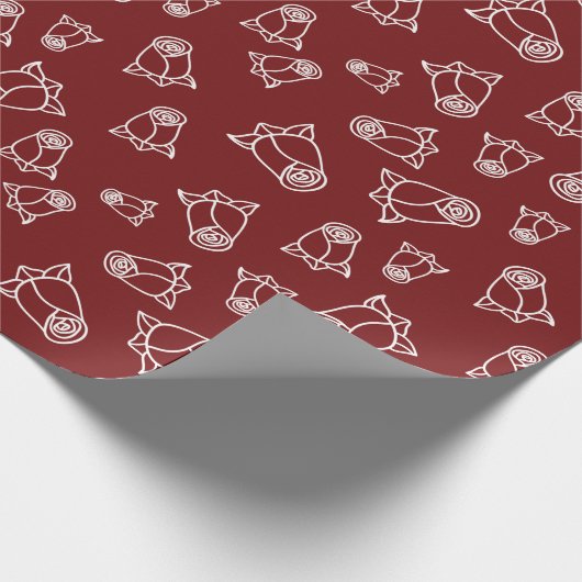 White Roses 40th Anniversary Ruby Red Nahtlos Geschenkpapier (Ecke)