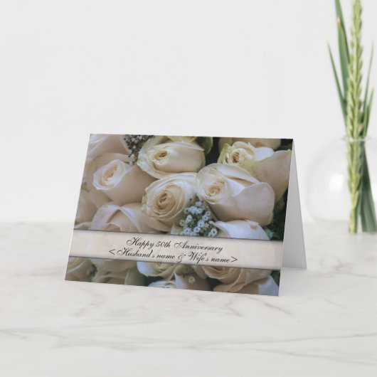 White Roses<50th>Jubiläum Karte (Vorderseite)