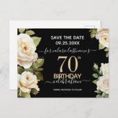 White Roses 70. Geburtstag Save the Date Postkarte (Vorne/Hinten)