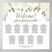 White Roses 9 Table Boho Hochzeitstabelle Poster (Vorne)