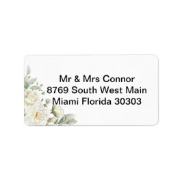 White Roses Address Label Wedding Adressaufkleber