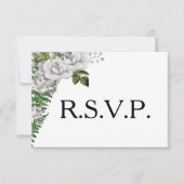 White Roses and Ferns Wedding RSVP (Vorderseite)