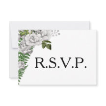 White Roses and Ferns Wedding RSVP