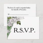 White Roses and Ferns Wedding RSVP Karte (Vorne/Hinten)