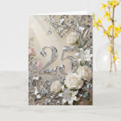 White Roses and Lilies Silver Anniversary Karte (Gelbe Blume)
