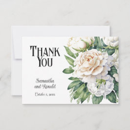 White Roses and Peonies Wedding Dankeschön Card Einladung
