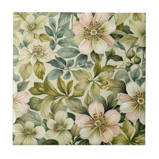 White Roses and Sage Seamless Fliese