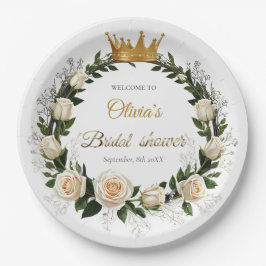 White Roses & Baby’s Breath Bridal Shower Pappteller