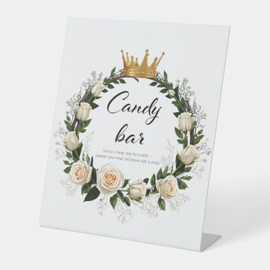 White Roses & Baby’s Breath Candy Bar Sockelschild (Vorderseite)