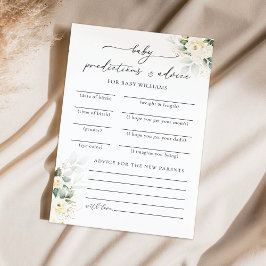 White Roses Baby Shower Predictions Card