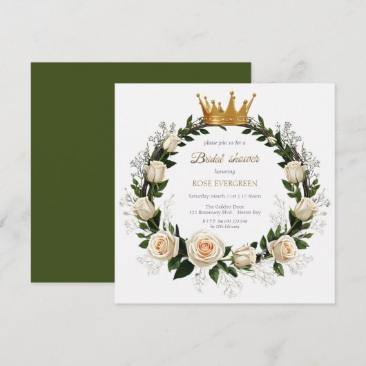 White Roses & Baby's Atem Brautparty Einladung (Vorne/Hinten)