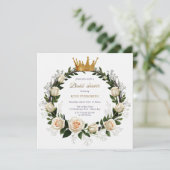 White Roses & Baby's Atem Brautparty Einladung (Stehend Vorderseite)