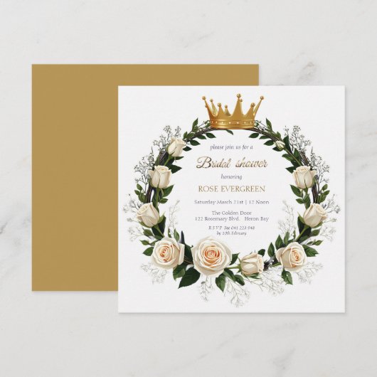 White Roses & Baby's Atem Brautparty Einladung (Vorne/Hinten)