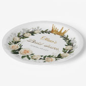 White Roses & Baby's Atem Brautparty Pappteller (Schrägansicht)