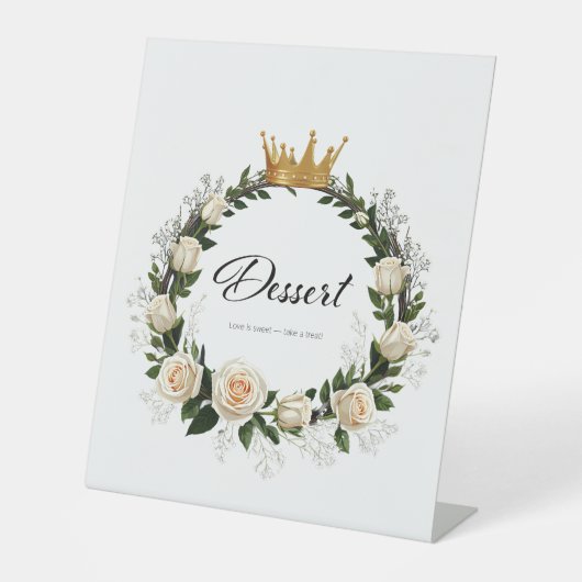 White Roses & Baby's Atem Dessert Sockelschild (Vorderseite)