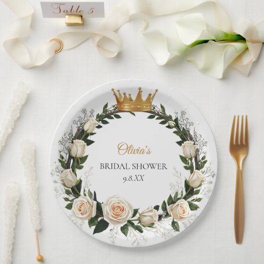 White Roses & Baby's Atem-Lieblinge Pappteller (Hochzeit)