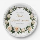 White Roses & Baby's Atem-Lieblinge Pappteller (Vorderseite)