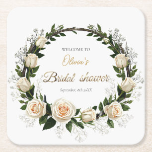 White Roses & Baby's Atem-Lieblinge Rechteckiger Pappuntersetzer