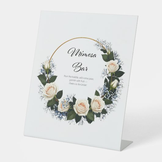 White Roses & Baby's Atem Mimosa Bar Sockelschild (Vorderseite)