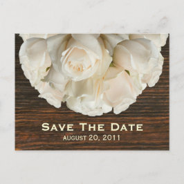 White Roses & Barnwood Save the Date Postcard Ankündigungspostkarte