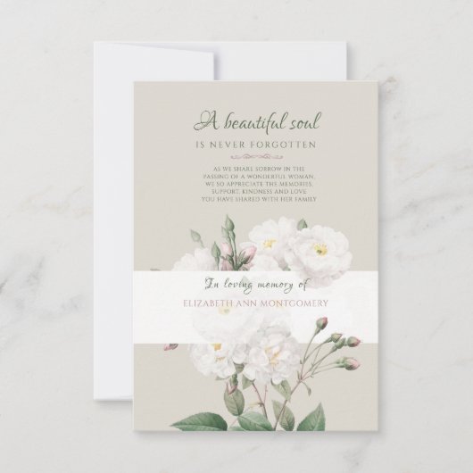 White Roses Bereaving Vielen Dank Karte (Vorderseite)