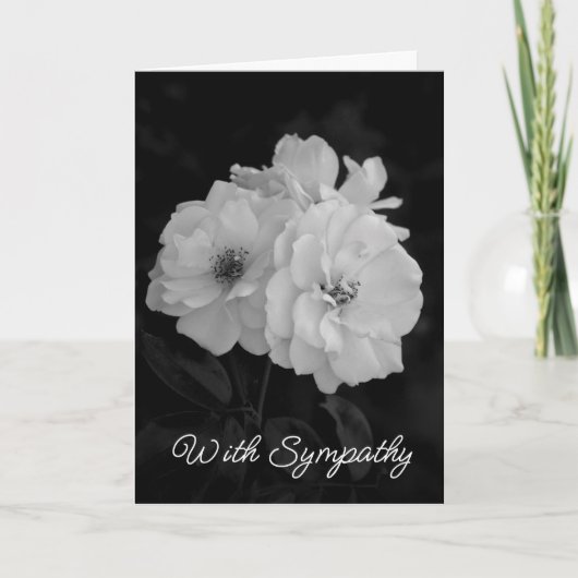 White Roses Black and White Sympathy Card Karte (Vorderseite)