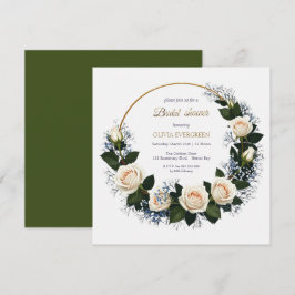 White Roses & Blue Baby’s Breath Bridal Shower Einladung