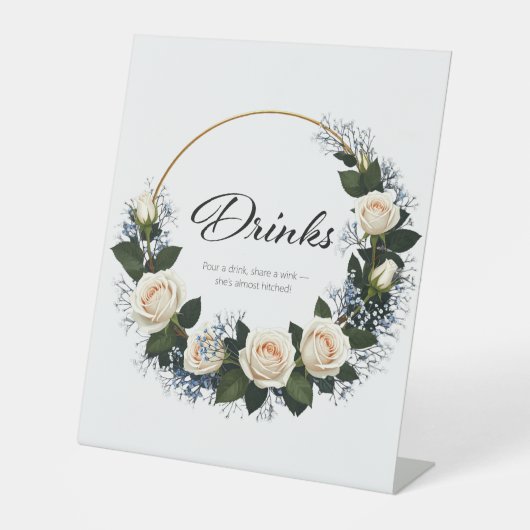 White Roses & Blue Baby’s Breath Drinks Sockelschild (Vorderseite)