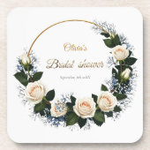 White Roses & Blue Baby’s Breath  Getränkeuntersetzer (Vorderseite)