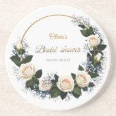 White Roses & Blue Baby’s Breath  Getränkeuntersetzer (Vorne)