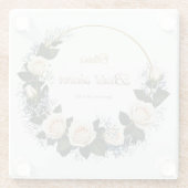 White Roses & Blue Baby’s Breath  Glasuntersetzer (Rückseite)