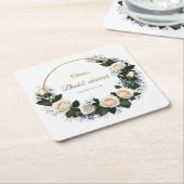 White Roses & Blue Baby’s Breath  Rechteckiger Pappuntersetzer (angewinkelt)