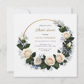 White Roses & Blue Baby's Atem Brautparty Einladung (Vorderseite)