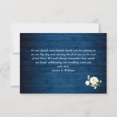 White Roses Blue Wood Lantern Boho Wedding Dankeskarte (Rückseite)