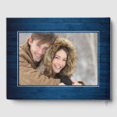 White Roses Blue Wood Lantern FOTO Hochzeit Gästebuch (Rückseite)