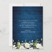White Roses Blue Wood Lantern Foto Hochzeit Save The Date (Rückseite)