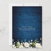 White Roses Blue Wood Lantern Wassercolor Wedding Einladung (Rückseite)