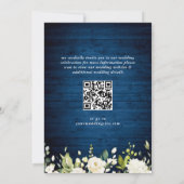 White Roses Blue Wood Lantern Wedding QR Code Einladung (Rückseite)