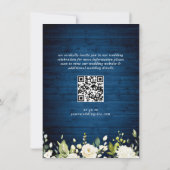 White Roses Blue Wood Lantern Wedding QR Code Save The Date (Rückseite)