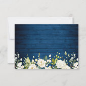 White Roses Blue Wood Lantern Wedding RSVP Karte (Rückseite)