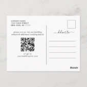 White Roses Blue Wood Wedding Save the Date Postkarte (Rückseite)