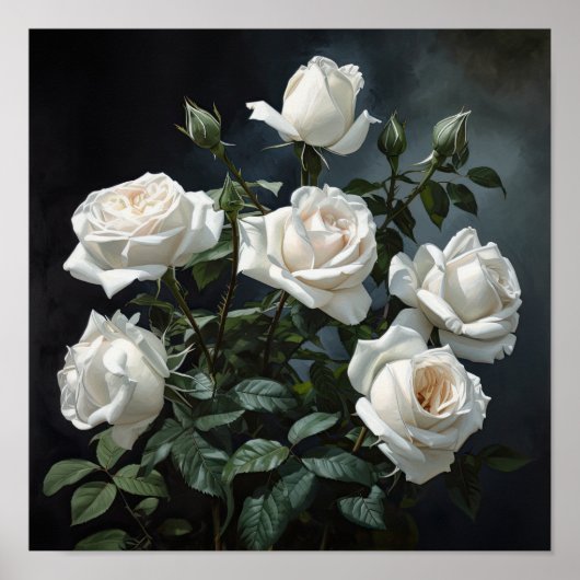 White Roses Blume Art Print Poster (Vorne)