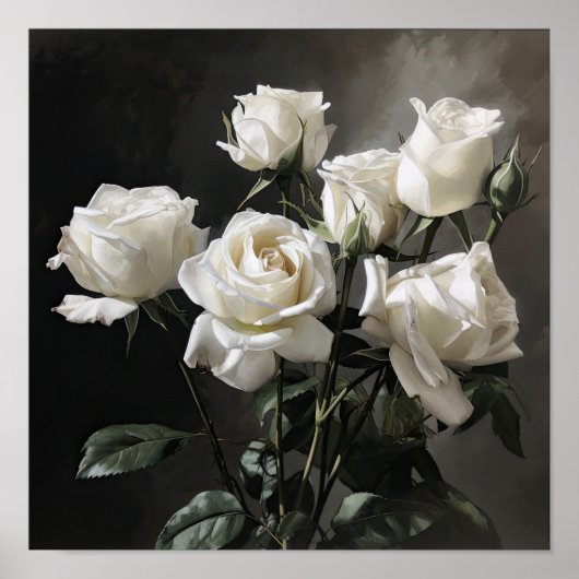 White Roses Blume Art Print Poster (Vorne)