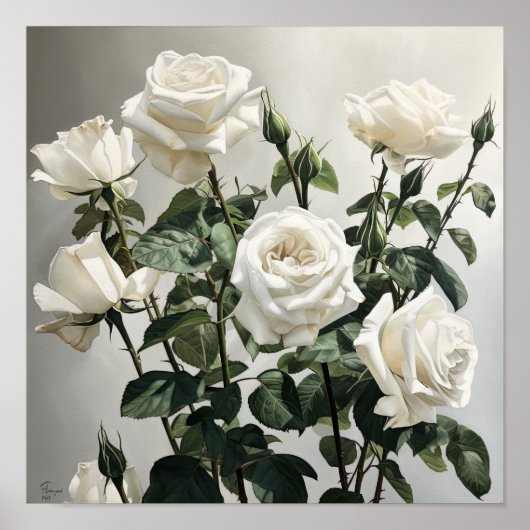 White Roses Blume Art Print Poster (Vorne)