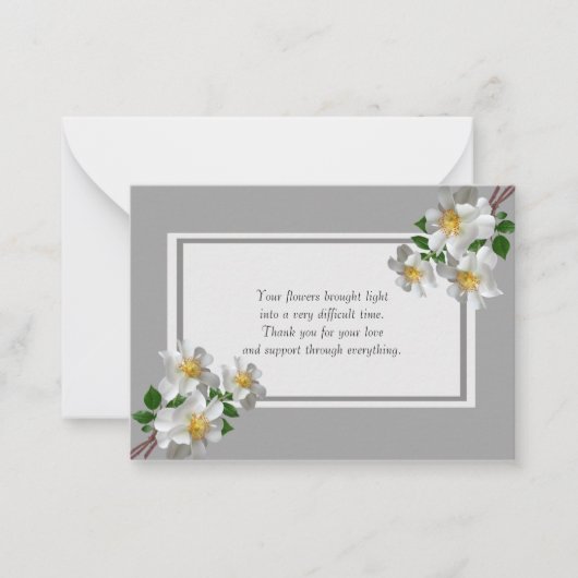 White Roses Blume nach der Beerdigung Danke Karten (Vorderseite)