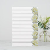 White Roses Border 1 Schriftstück mit Linden Briefpapier (Stehend Vorderseite)