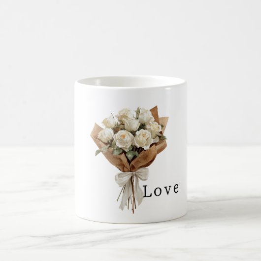 White Roses Bouquet of Flowers Love Kaffeetasse (Mittel)